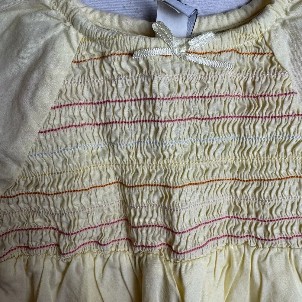 Baby Gap Yellow Ruffles Dress Fully Lined Cotton Embroidered Hem Sz 12-18 Months